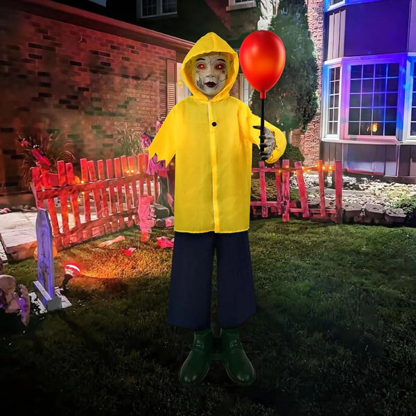 2025 4FT Halloween Animated Prop with Sound Sensor Light Up Balloon Scary Indoor Deco