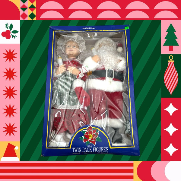 2025 Telco 24â€?Motion-ettes Animated Santa & Mrs. Claus Christmas Figures