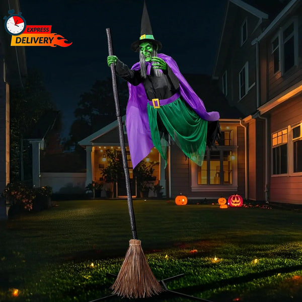 2025 Halloween Decorations Outdoor - 12 Ft Animated Hovering Witch Animatronics Prop