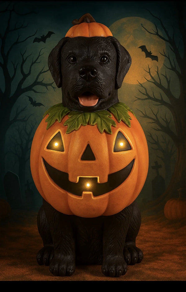2025 Black Labrador Halloween Dog with Pumpkin Costume LED Home Depot 2.5 Ft NEW