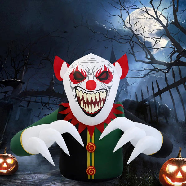 2025 7.5ft Clown Halloween Outdoor Inflatable Decoration, Outdoor Decoration with LED Lights, Holiday Inflatable Decoration for Outdoor Patio, Garden, Lawn
