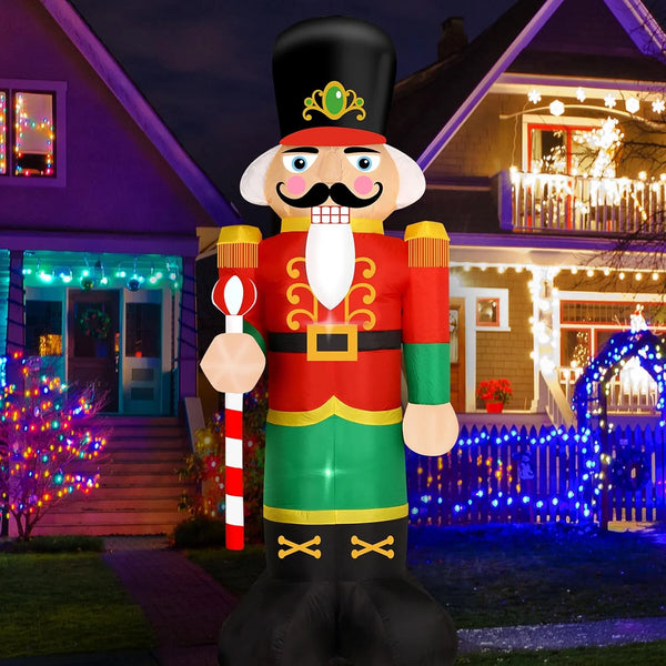 2025 Christmas Inflatable Nutcracker Soldier Yard Decoration Lighted Blow Up Christmas Garden Lawn Decor 8 Feet (Nutcracker-3)