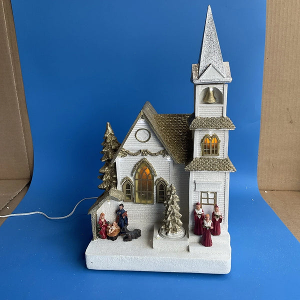 2025 Christmas Animated Church Scene Lights Musical 8 Songs Holiday Living #0848132