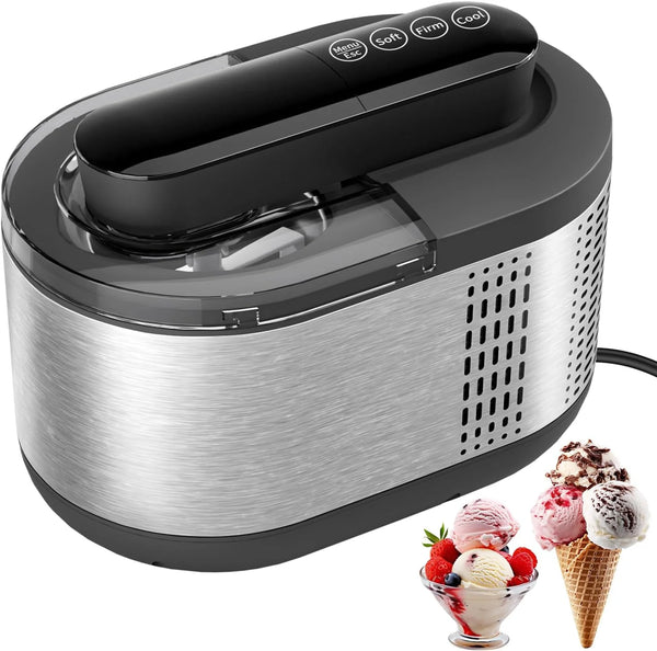 2025 Ice Cream Maker Machine Automatic: TINANA Icecream Machine with LCD Display - Electric Gelato Maker - No Pre-freezing