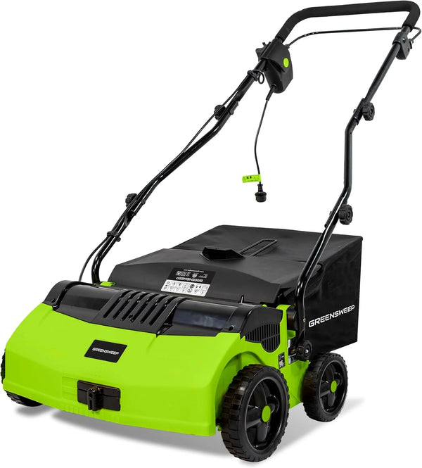 2025 GreenSweep V2 | Artificial Grass Electric Sweeper Rake Vacuum 45L Collection Bag, 5 Adjustable Heights, Foldable Handle