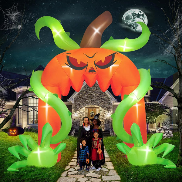 2025 Kalolary 12FT Halloween Archway Inflatables, Giant Pumpkin Arch Inflatable with LED Light Scary Halloween Outdoor Blow Up Decoration for Lawn Garden Yard Holiday Party Decor
