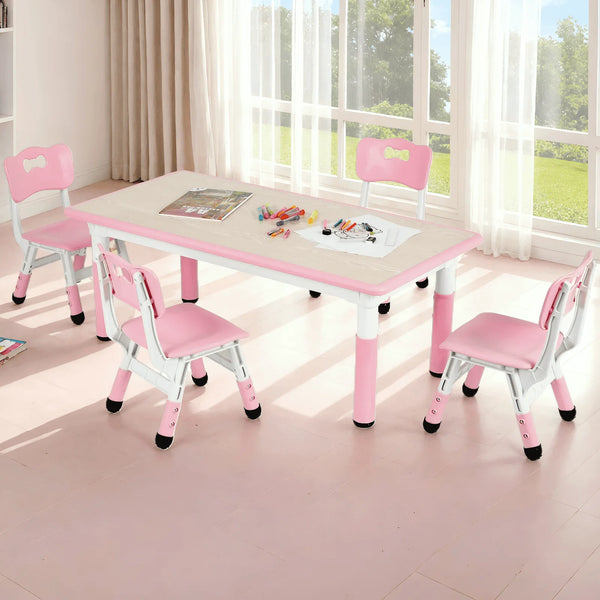 2025 Arlopu Toddler Table and Chair Set Height Adjustable, Kids Activity Table for Reading, Drawing, Eating, Studying, Max 220lbs