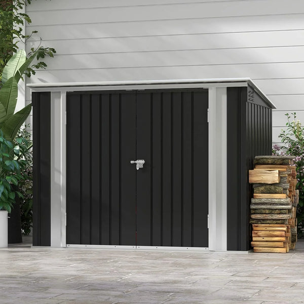 2025 Patiowell 6 x 3 FT Horizontal Metal Shed, Outdoor Storage Shed with Double Lockable Doors and Easy Lift Hinges for Trash Cans, Garden Tools and Pool Accessories, Sloping Roof for Backyard Garden Lawn