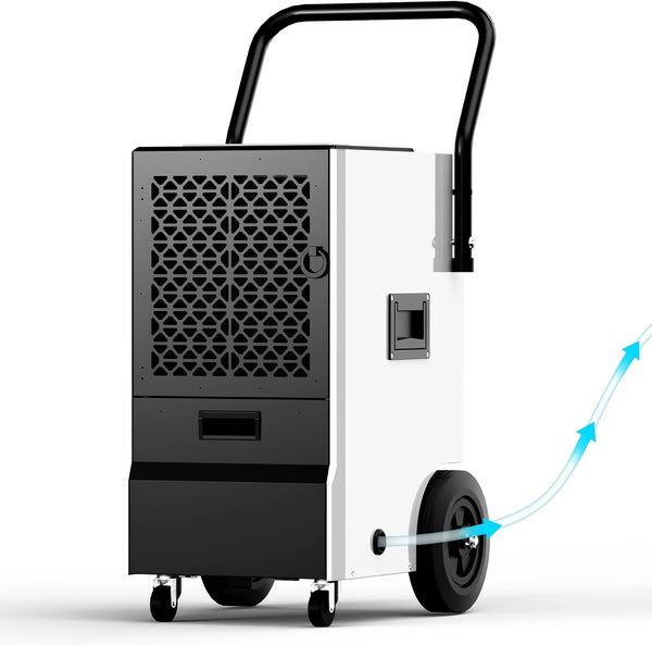 2025 160 Pints Commercial Dehumidifier, Large Dehumidifier With Drain Hose, Timer and 4 Wheels,Industrial Dehumidifiers for Flood Repair, Drying Basement, Warehouse and Factory