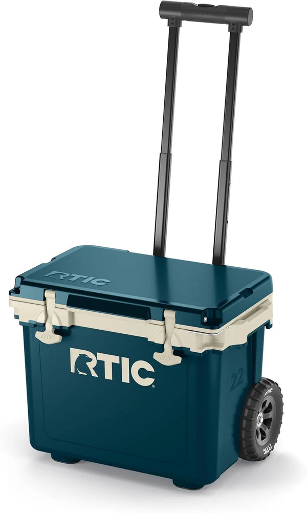 2025 22 QT Ultra-Light Wheeled Cooler with Handle, Hard Insulated Portable Ice Chest Box for Beach, Drink, Beverage, Camping, Picnic, Fishing, Boat, Barbecue