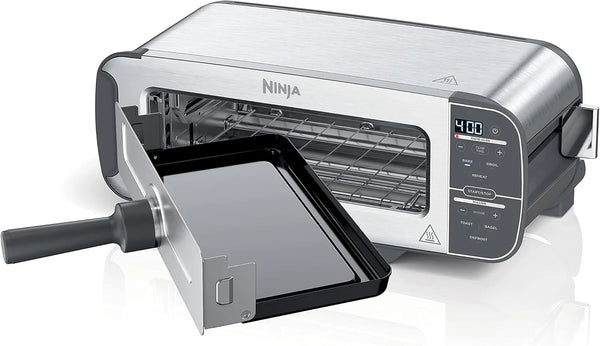 2025 Ninja ST101 Foodi 2-in-1 Flip Toaster, 2-Slice Capacity, Compact Toaster Oven, Snack Maker, Reheat, Defrost, 1500 Watts, Stainless Steel, 6 Functions