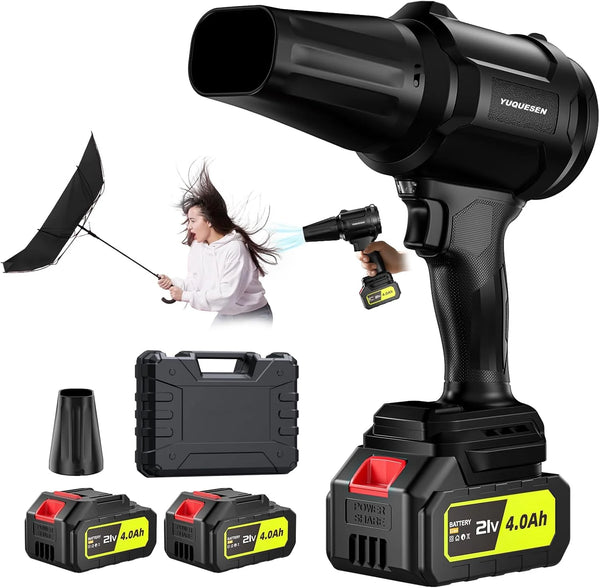 2025 Cordless-Leaf-Blower - 600000RPM Handheld Leaf Blower - 2 X 4.0Ah Batteries and Charger Included, Lightweight Leaf Blowers for Patio Cleaning Black