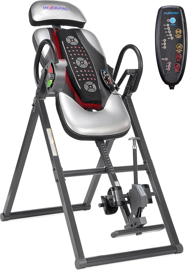 2025 Model A Advanced Heat and Massage Heavy Duty Deluxe Inversion Table,320 lb Capacity,Gray/Black