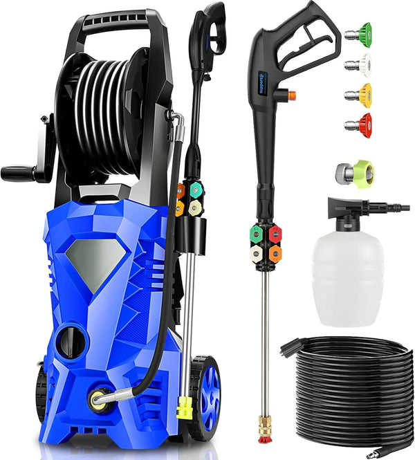 2025 Electric Pressure Washer 5000 PSI 2.8 GPM High Power Washer with 4 Pressure Nozzle and Foam Cannon, powerwashers for Home, Car Washing, Fence Cleaning, Patio, Blue