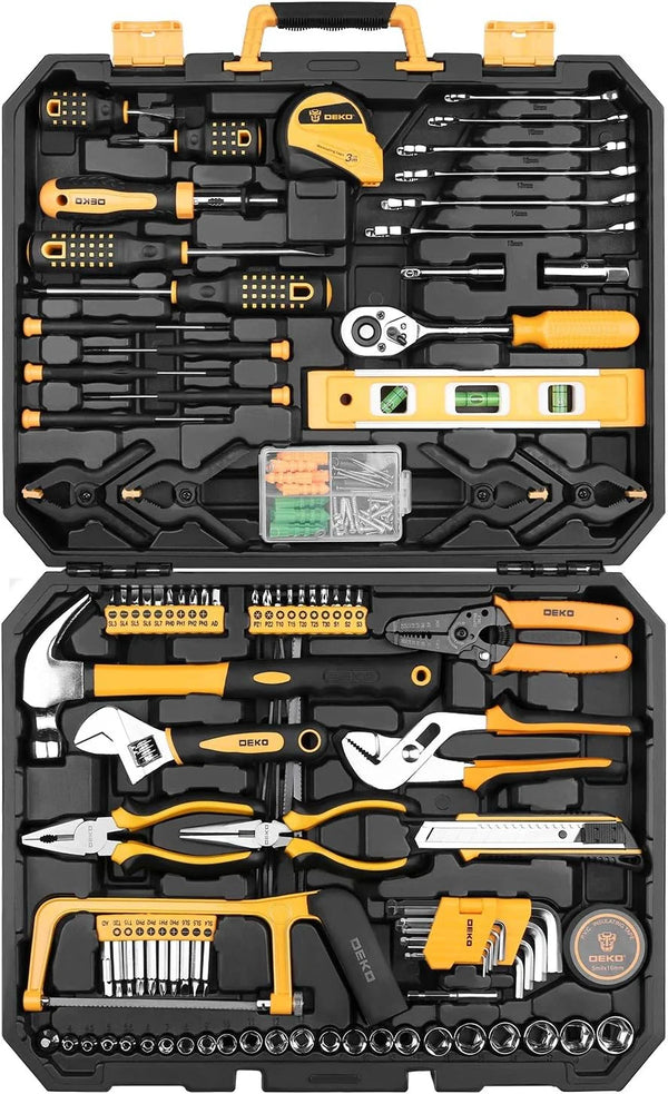 2025 228 Piece Socket Wrench Auto Repair Tool Combination Package Mixed Tool Set Hand Tool Kit with Plastic Toolbox Storage Case