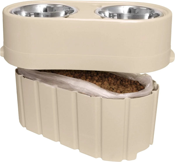 2025 Store-N-Feed Adjustable Raised Dog Bowl, Feeder & Food Storage Containers Large Bowl Stand Adjusts from 8" to 12" (Dog Food Container, Unique Water Dispenser)