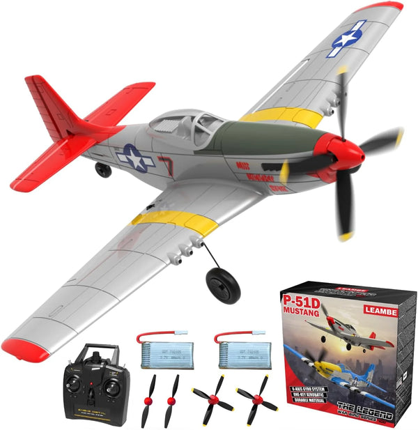 2025 4 Channel RC Plane, Ready to Fly Aerobatic Aircraft, Easy Control for Beginners, P51 Mustang RC Airplane Best Gift for Boys & Adults