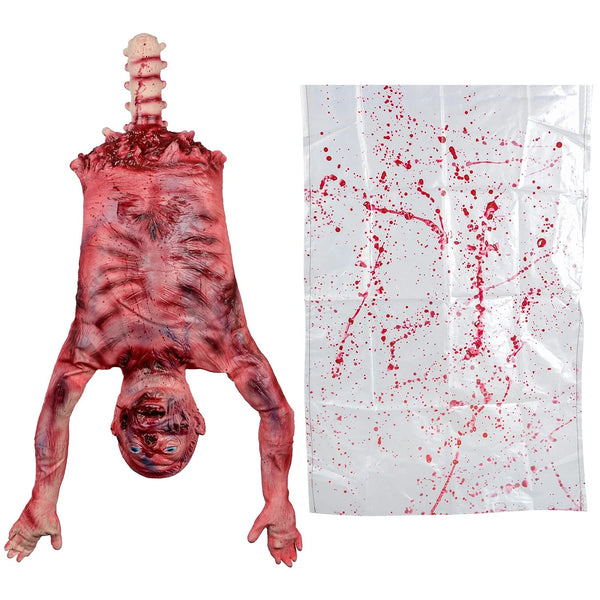 2025 29 Inch Bloody Severed Half Body With Bag Halloween Indoor Outdoor Decor Props
