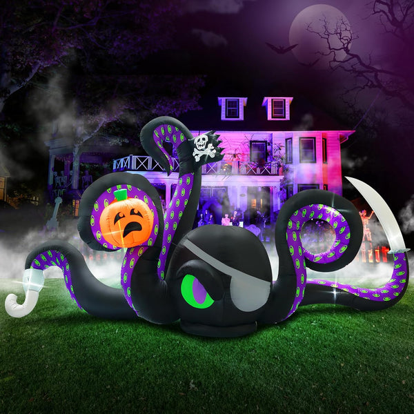 2025 13Ft Halloween Inflatables Giant Octopus Black Sticky Pumpkin LED Light Blow up Halloween Decor for Carnival Party Store Outdoor Yard Lawn Decorations
