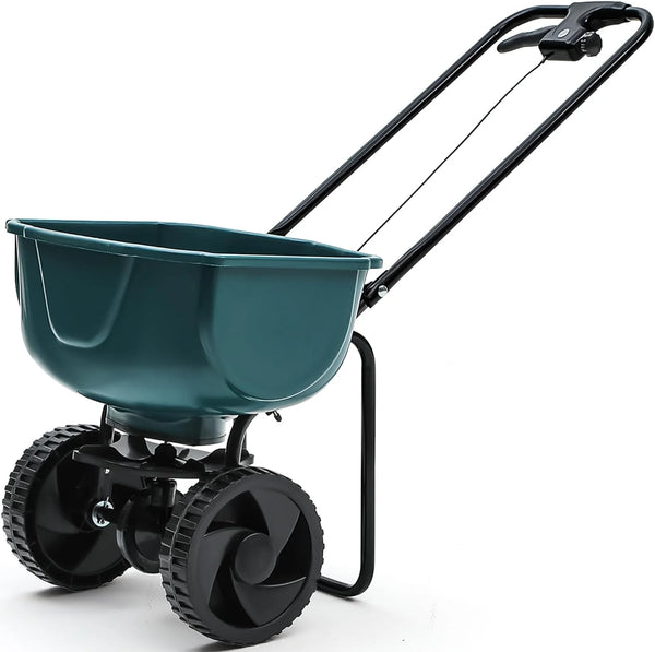 2025 60 lb Walk Behind Lawn and Garden Spreader for Seeds and Fertilizer with Easy to Use Flow Control
