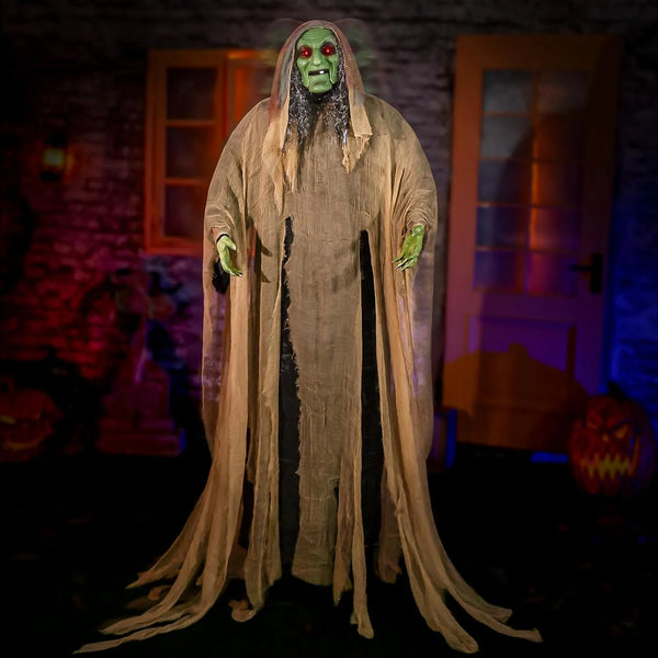 2025 Halloween Animatronics 6ft Witch Animated 72inch Decorations with Motion Sensor Activated, Creepy Sound, Scary Move, Light Up Eyes, Haunted House Spooky Decor Horror Prop for Indoor, Outdoor, Yard