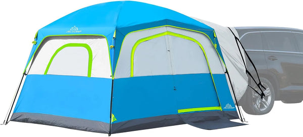 2025 SUV Tents for Camping 6 Person Waterproof, Car Family Camping Tent with Tailgate Attachment for SUV, Jeep, Truck with Cap, Easy Setup Large Tent for Outdoor Camping