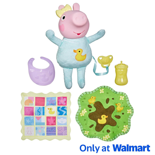 2025 Peppa Pig Toys Oinks + Snuggles Baby Evie Interactive Baby Doll with Accessories, 20+ Sounds, 3+