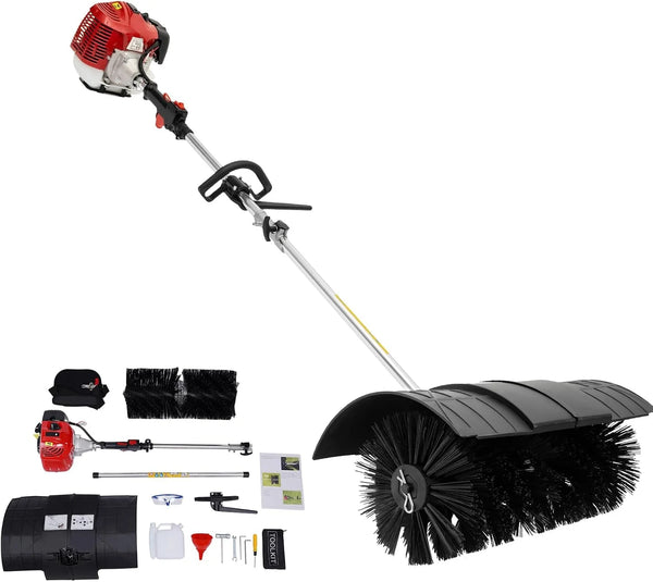 2025 Gas Handheld Power Sweeper, 52CC 2 Stroke Gas Powered Artificial Lawn Sweeper, 1700W 2.3HP Outdoor Hand Held Gas Power Broom for Snow Sweeping Driveway Turf Lawns Artificial Grass Brush Using