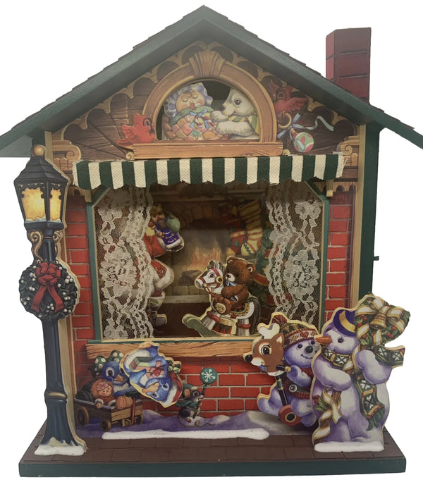 2025 *RARE* Santa's Shop Animated Wooden Decoration Musical Snowman Christmas TESTED
