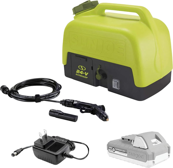 2025 Sun Joe Cordless Portable Spray & Pressure Washer w/ Battery & Charger, 24V WA24C-LTE