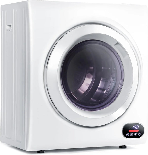 2025 Euhomy Compact Laundry Dryer, 3.5 cu ft Front Load Stainless Steel Clothes Dryers With Exhaust Pipe, 1500W, LCD Control Panel Four-Function Portable Dryer For Apartments, Home, Dorm, White