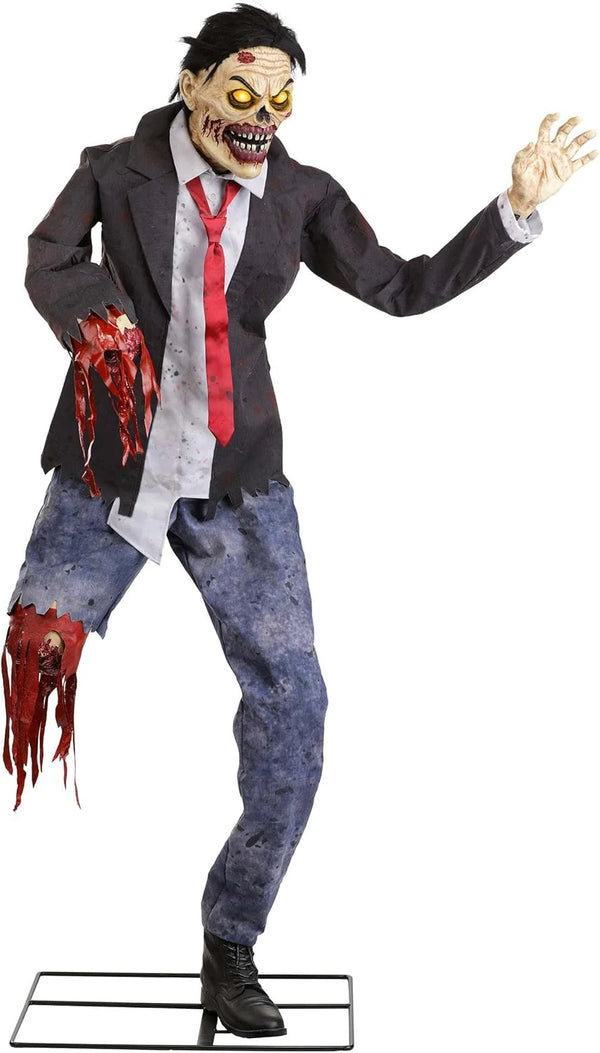 2025 Fun Costumes Hopps The Dismembered Zombie Halloween Animatronic Outdoor Haunted House Decoration with LED Eyes and Motion Sensor Standard