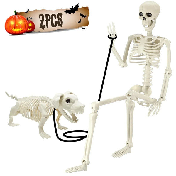 2025 Ayieyill 2pcs Skeleton and Dog Skeleton Indoor Outdoor Halloween Decorations