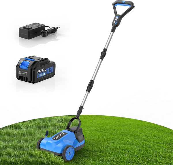 2025 8.3" Electric Cordless Lawn Mower: 20V Push Brush Cutter with 3-Position Height Adjustment, Brushless Compact Walk Behind Weed Wacker Eater for Small Garden Yard, 4.0Ah Battery and Charger