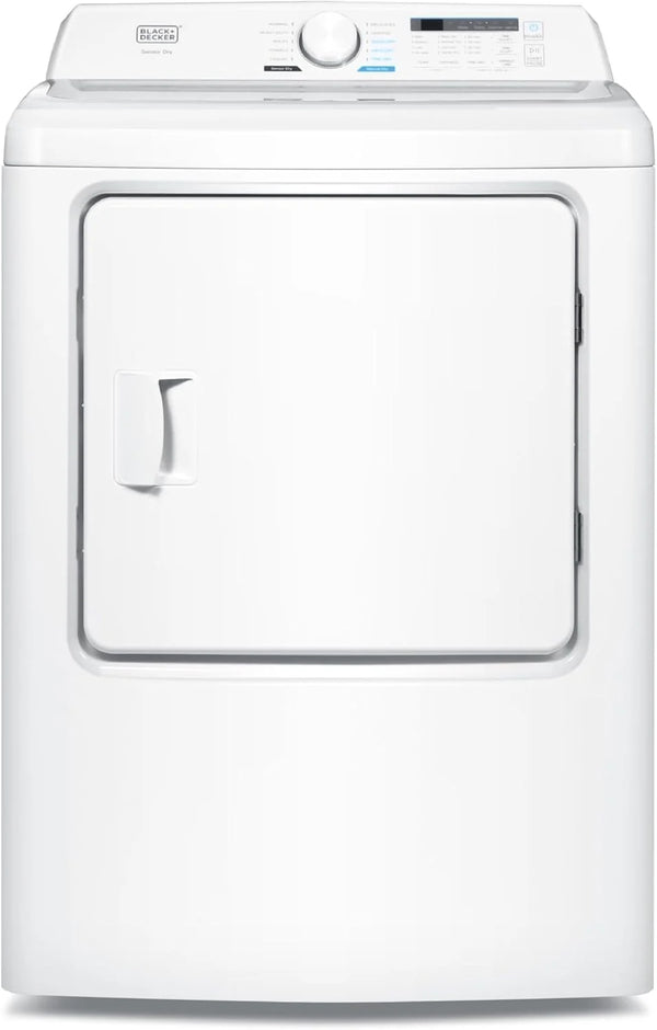 2025 BLACK+DECKER 7.0 Cu. Ft. Front Load Dryer, Clothes Dryer with LED Display and Dial Control, 5 Senor and Manual Dry Selections, Wrinkle Care, 240V, BLD67ME, White