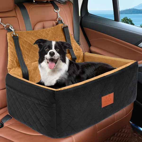 2025 Dog Car Seat for Large Medium Dogs,Washable Pet Car Seat Under 55 lbs or 2 Small Dogs,Dog Booster Seat with Thick Cushion,2 Safety Leashes Travel Car Dog Bed