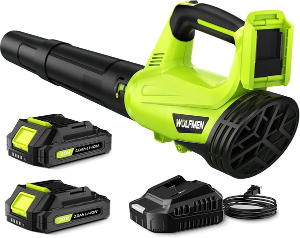 2025 Leaf Blower, Electric Cordless Leaf Blower with 2 Batteries and Charger, 2 Speed Mode, Lightweight Cordless Blower for Blowing Leaves, Patio Cleaning, Blowers for Lawn Care and Dust