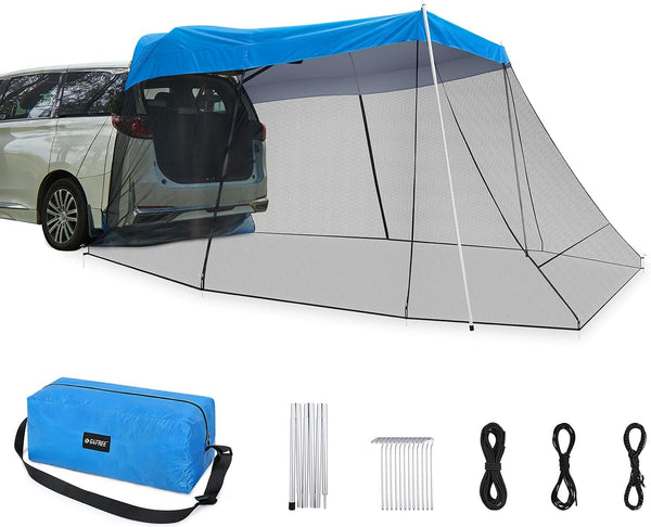 2025 G4Free Portable SUV Tent Tailgate Shade Car Canopy with Mosquito Net for Outdoor Camping Car Travel (Blue)