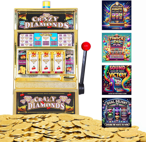 2025 | Jumbo Slot Machine Plus 50 Metal Gaming Coin Tokens - for Adults and Awesome Casino Party Decoration