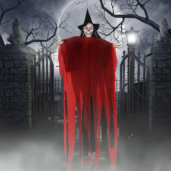 2025 Halloween Decorations Outdoor - 78â€?Moving Life-Size Skeleton Witch White