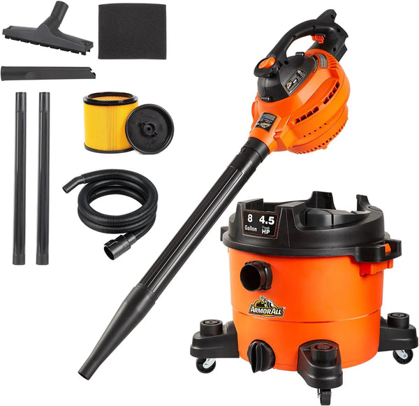 2025 Armor All VBV809 0901 8-Gallon 4.5 Peak HP Wet/Dry Vacuum with Detachable Blower, Orange
