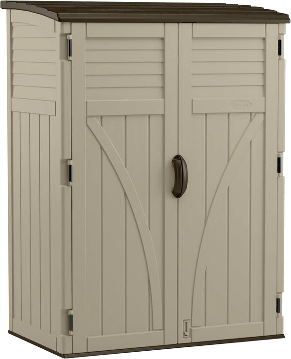 2025 Suncast 54 Cubic Feet Vertical Storage Shed with Durable Plastic Construction, Multiple Wall Panels and Ample Space for Outdoor Storage