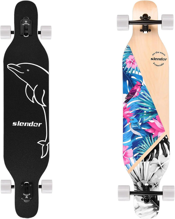 2025 Slendor Longboard Skateboard 42 inch Drop Through Deck Complete Maple Cruiser Freestyle, Camber Concave