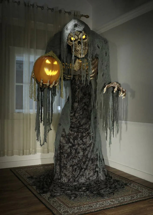 2025 Jack Stalker Animated Prop 7 Feet Lifesize Animatronic Pumpkin Reaper Halloween