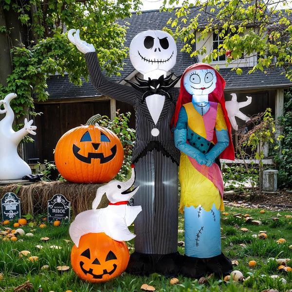 2025 Nervure 6Ft Halloween Decoration Outdoor Inflatable - Halloween Inflatable Decorations with Skeleton Dog and Pumpkin- Blow Up Inflatables with Built-in LED Lights for Yard Garden Lawn Decor