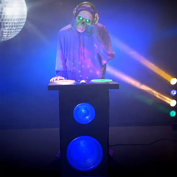 2025 Haunted Living 5.5Ft Bluetooth Reaper DJ Skeleton Animatronic
