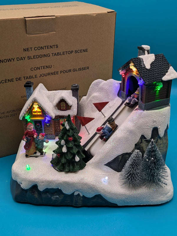 2025 AY SLEDDINGTABLETOP LIGHTED ANIMATED MUSICAL SCENE SLEDS