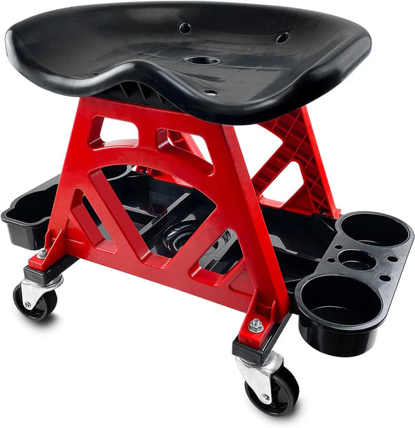 2025 Durable Mechanic Stool Chair With Wheels, Heavy Duty Garage Shop Rolling Seat, Car Detailing Creeper With Tool Tray for Workshop, Auto Repair Shop and Home