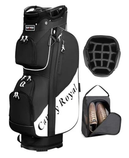 2025 Golf Cart Bag:14 Way Full Length Divider Top Lightweight with Cooler black