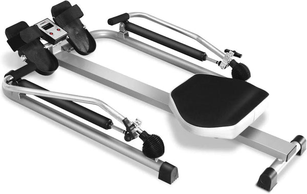 2025 Rowing Machine for Home, 265LBS Weight Capacity Hydraulic Rowing Machine with Adjustable Cylinder Resistance up to 110lbs & LCD Monitor, Compact Full Motion Rower for at Home Exercise